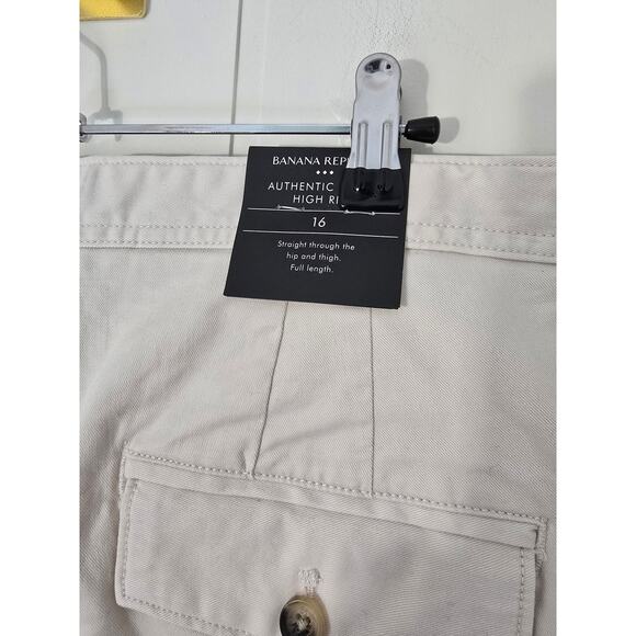 Banana Republic High Rise Authentic Chino Cream NWT Casual Cotton Size 16 - Picture 3 of 8